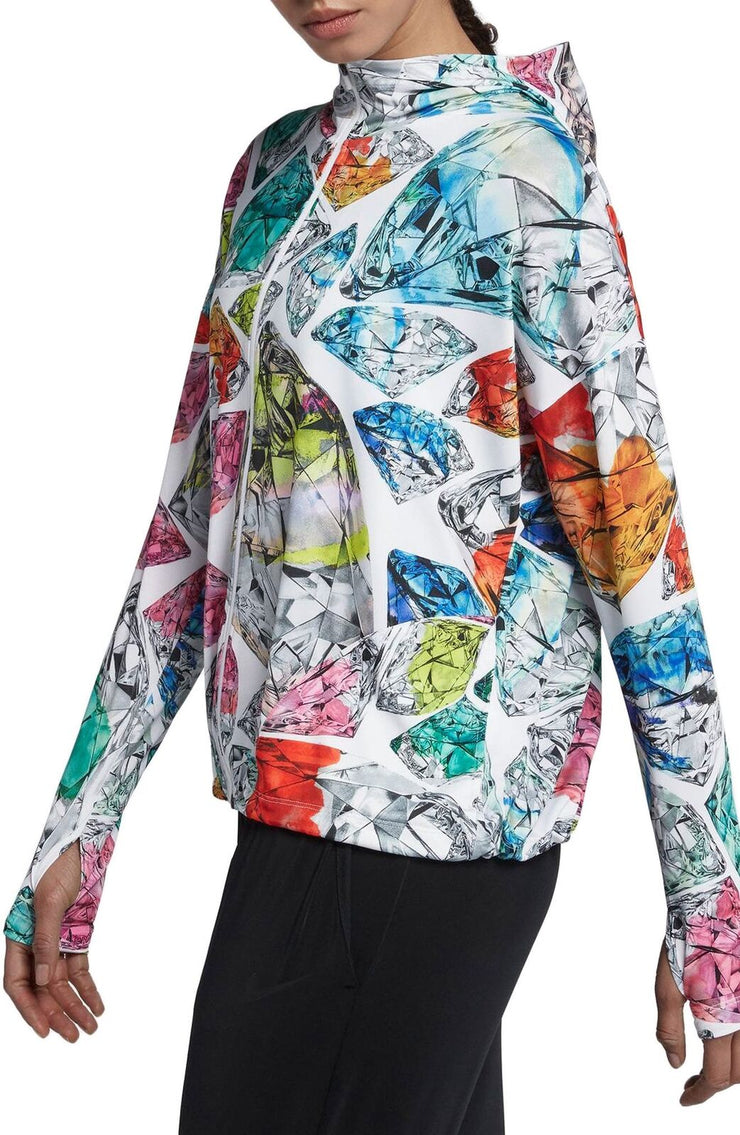 Nike Womens Dry Printed Hooded Training Jacket, Size Medium
