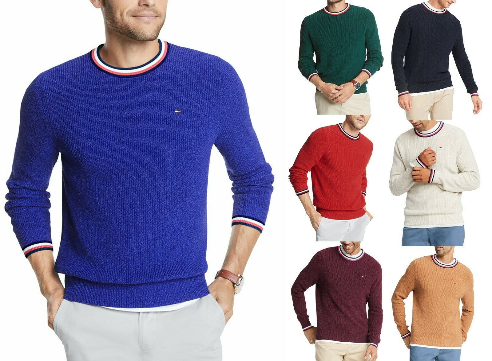 Tommy Hilfiger Mens Geneva Regular-Fit Tipped Ribbed-Knit Sweater