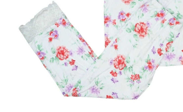 Charter Club Lace-Trim Pajama Pants Blossoms White, Size Large