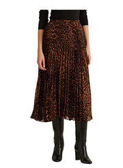 Ralph Lauren Animal Print Pleated Midi Skirt