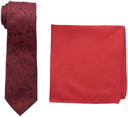 Nick Graham Everywhere Mens Plaid Neck Tie with solid Pocket Square