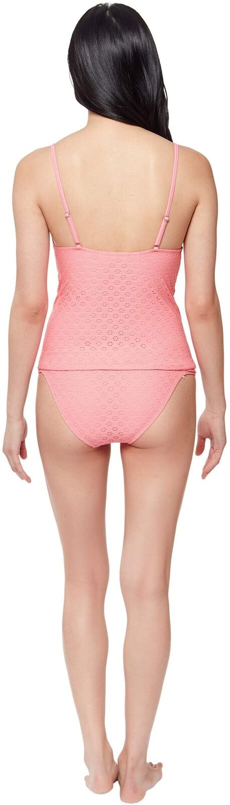 Jessica Simpson Womens Sweet Tooth Solids Tie-Front Tankini Top