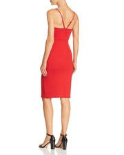 Aqua Slit Sheath Dress, Red, Size XS