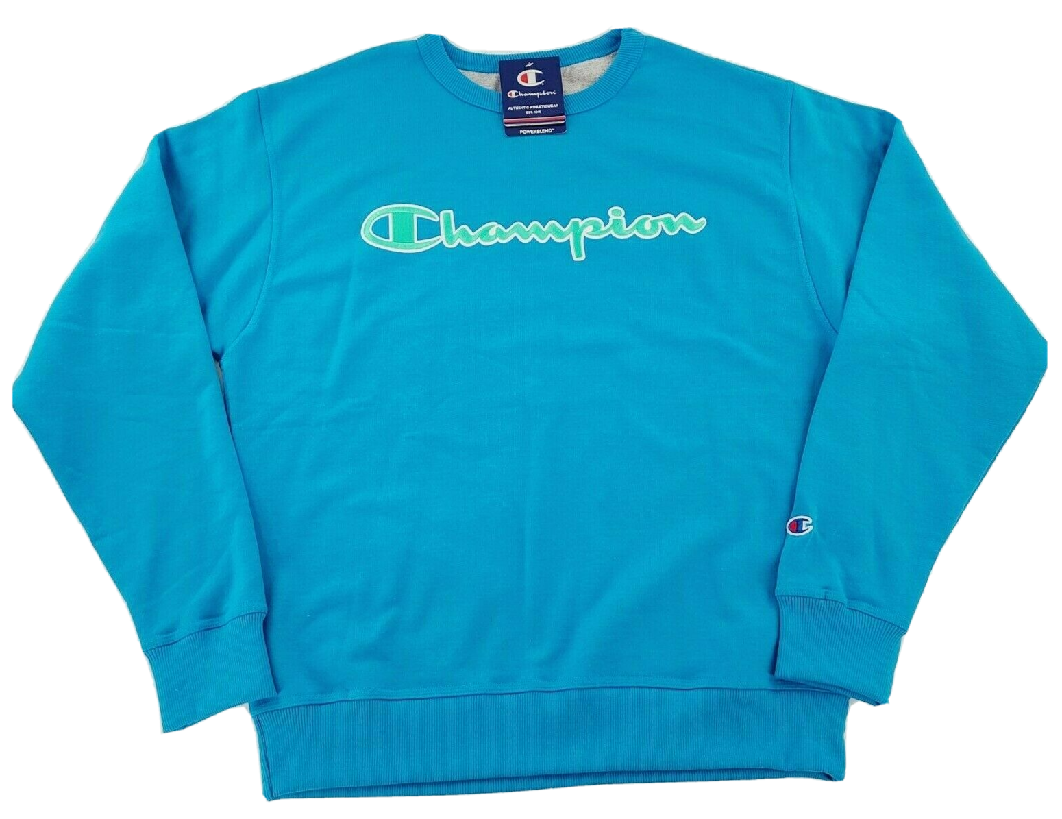 Champion Mens Fleece Sweatshirt Long Sleeve Crew Neck Powerblend Script Logo