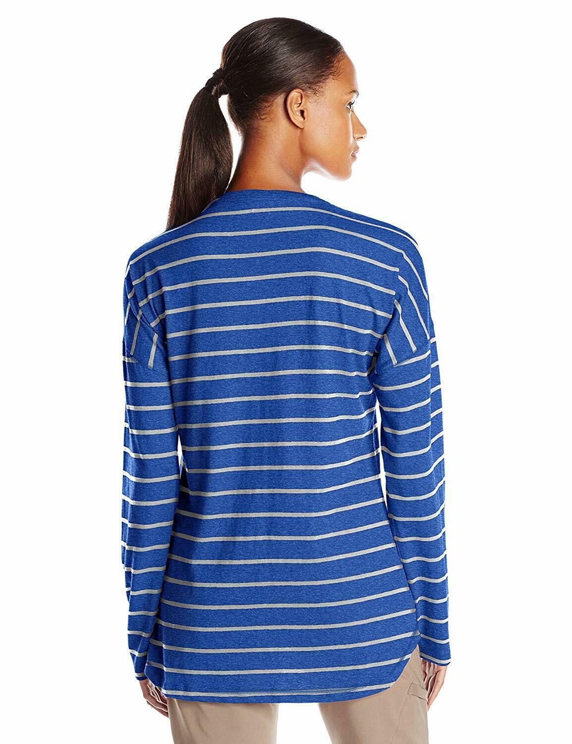 Mountain Khakis Women's Cora Long Sleeve Shirt Striped, Midnight Blue, Small