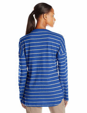 Mountain Khakis Women's Cora Long Sleeve Shirt Striped, Midnight Blue, Small