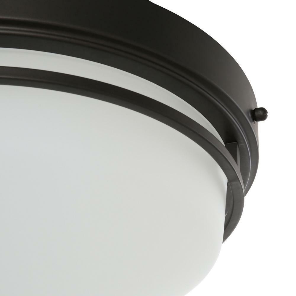 World Imports 13.25 in. Oil Rubbed Bronze LED Flushmount with Frosted Glass