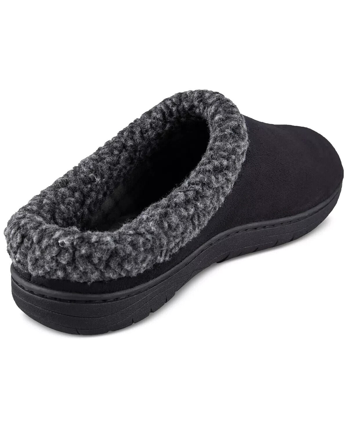 Haggar Men’s Faux-Suede Clog Slippers With Fleece Collar