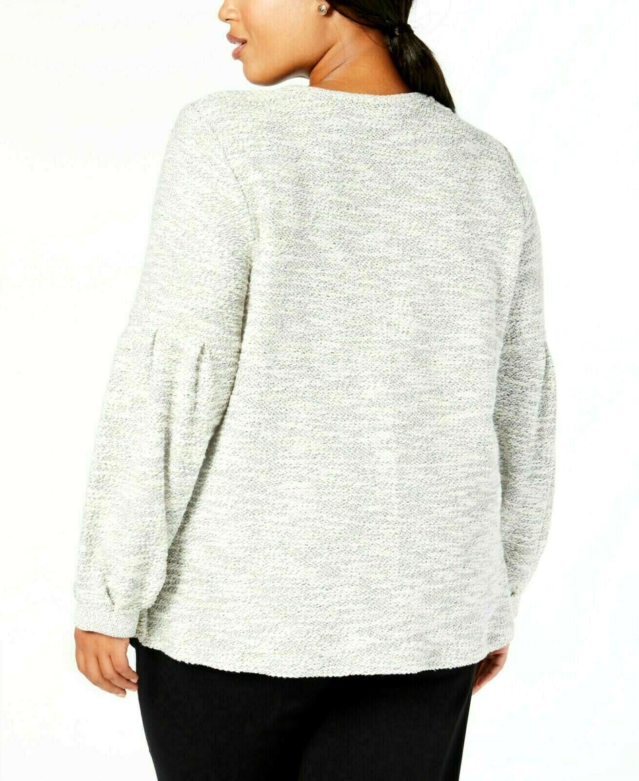 Style & Co Women's Plus Size French Terry Bishop-Sleeve Top,Size 0X