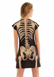 Faux Real Skeleton Sublimated Photorealistic Halloween Costume Dress, Medium