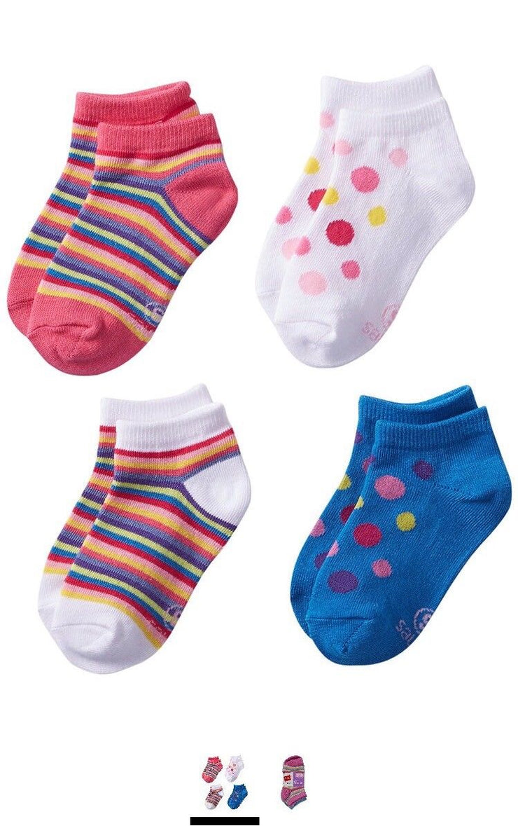 Hanes Girls 4 Pack Classics Low Cut Liner Socks, Assorted, Size Medium