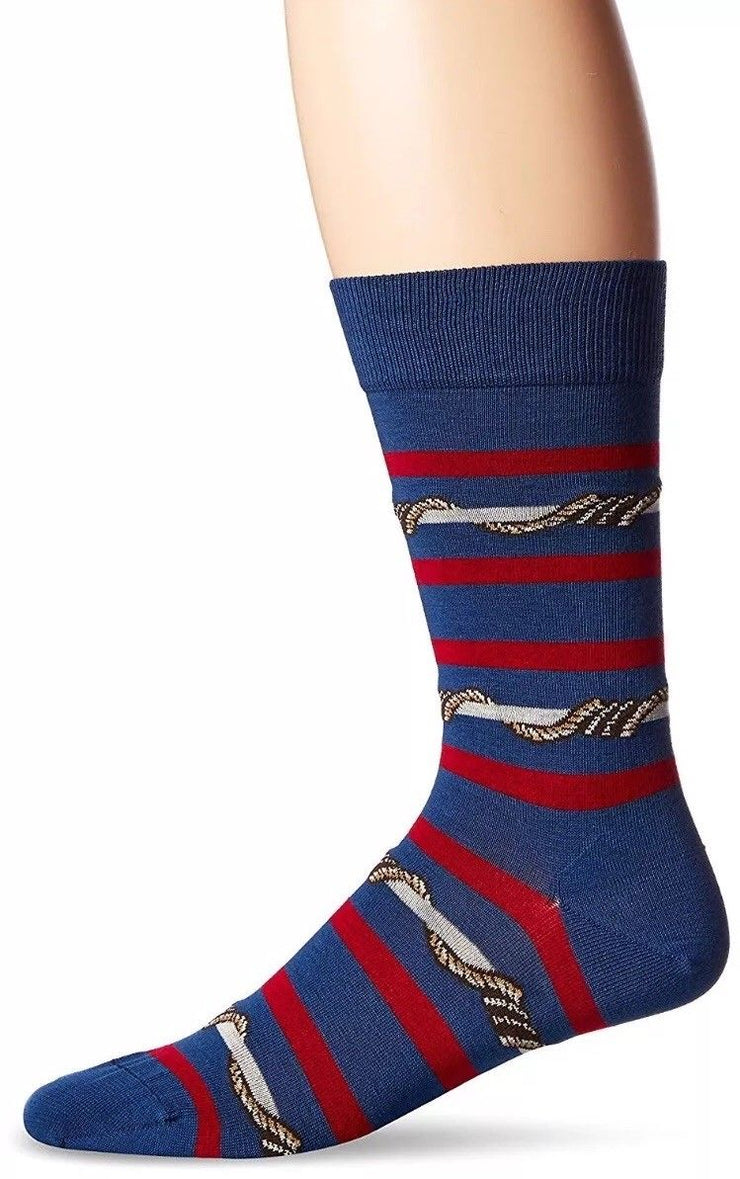 Ozone Men’s Wrap Around Stripes Socks, Navy, 10–13