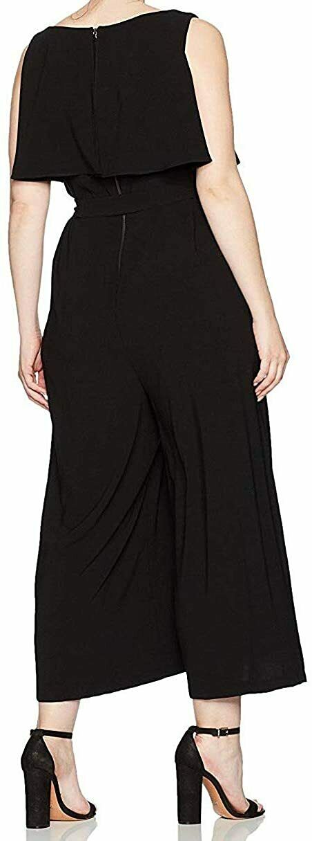 Julian Taylor Women's Solid Belted Jumpsuit, Black, Size 16