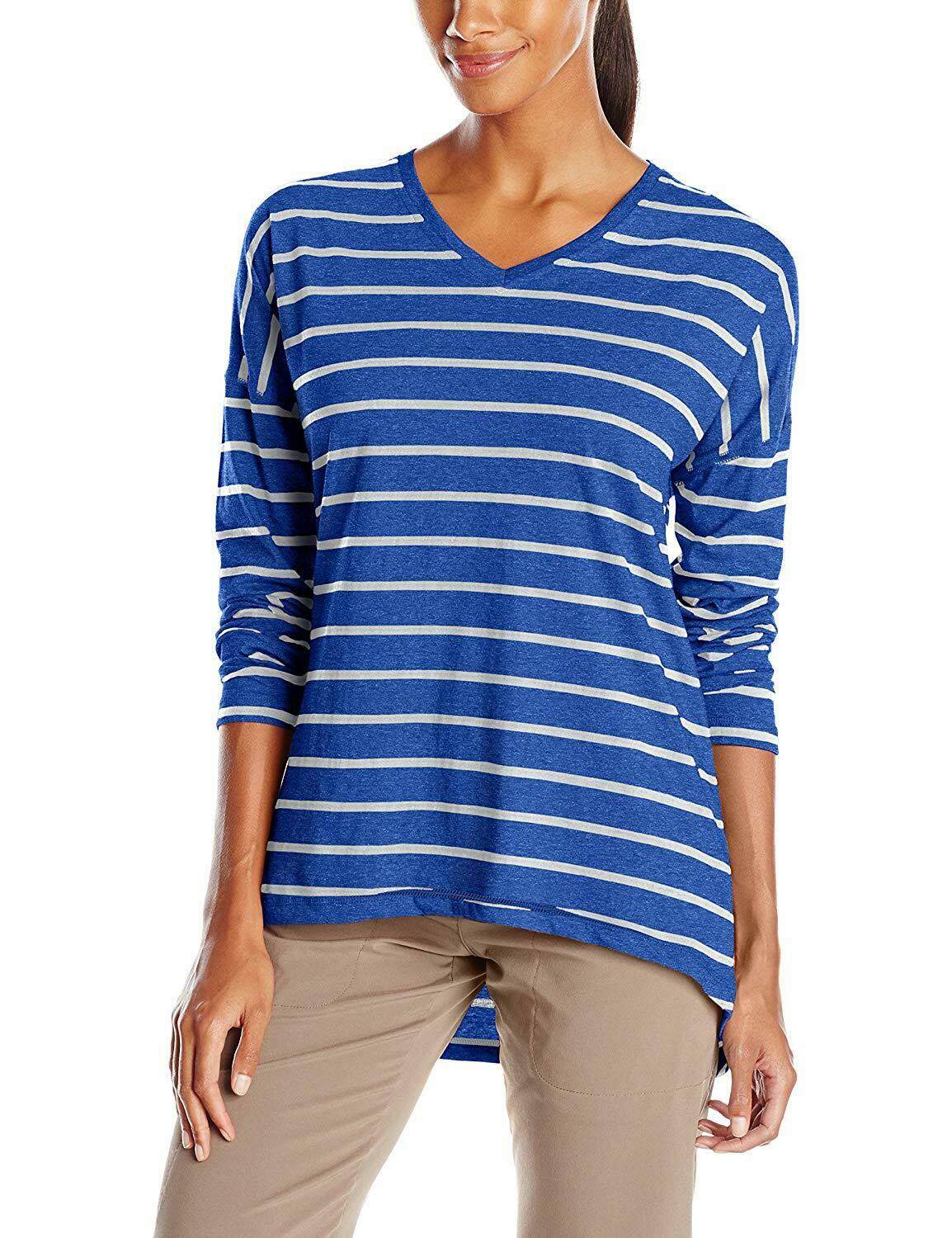 Mountain Khakis Women's Cora Long Sleeve Shirt Striped, Midnight Blue, Small