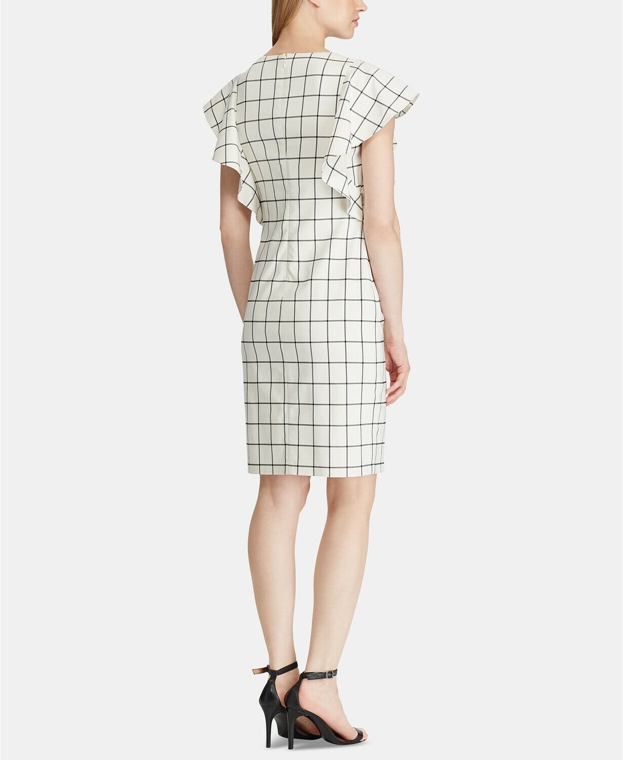 Lauren Ralph Lauren Windowpane Jacquard Dress - Cream/Navy Size 2