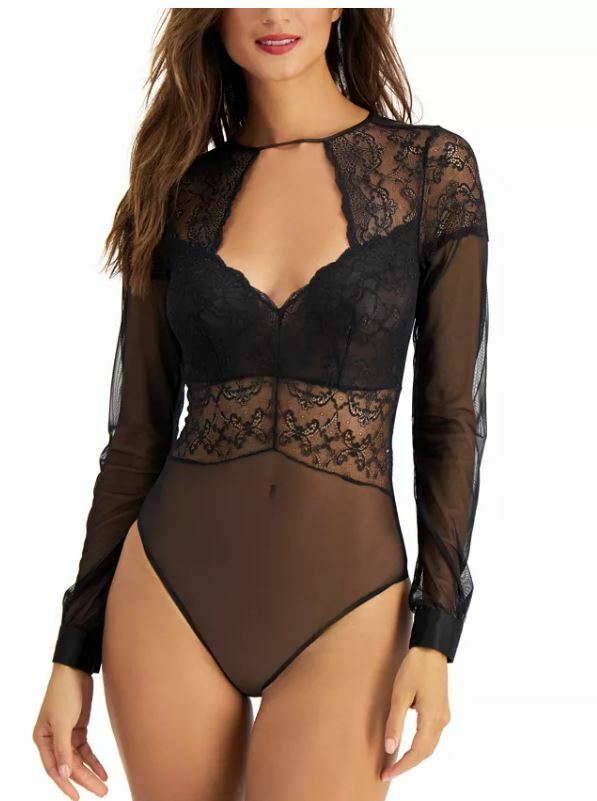 Inc Sheer Lace Thong Bodysuit