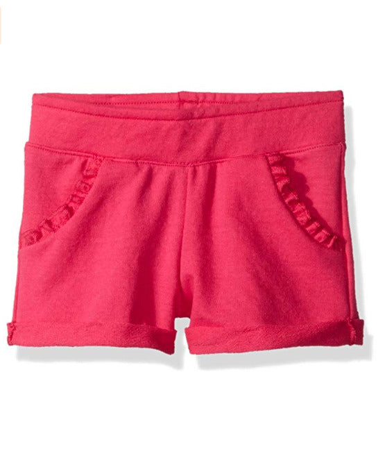 Hanes Little Girls' Ruffle Pocket Shorts, Pink, X-Small -4/5