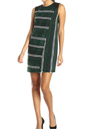 Shoshanna Women's Iggy Graphic Tweed Sleeveless Dress, Forest Green, 4