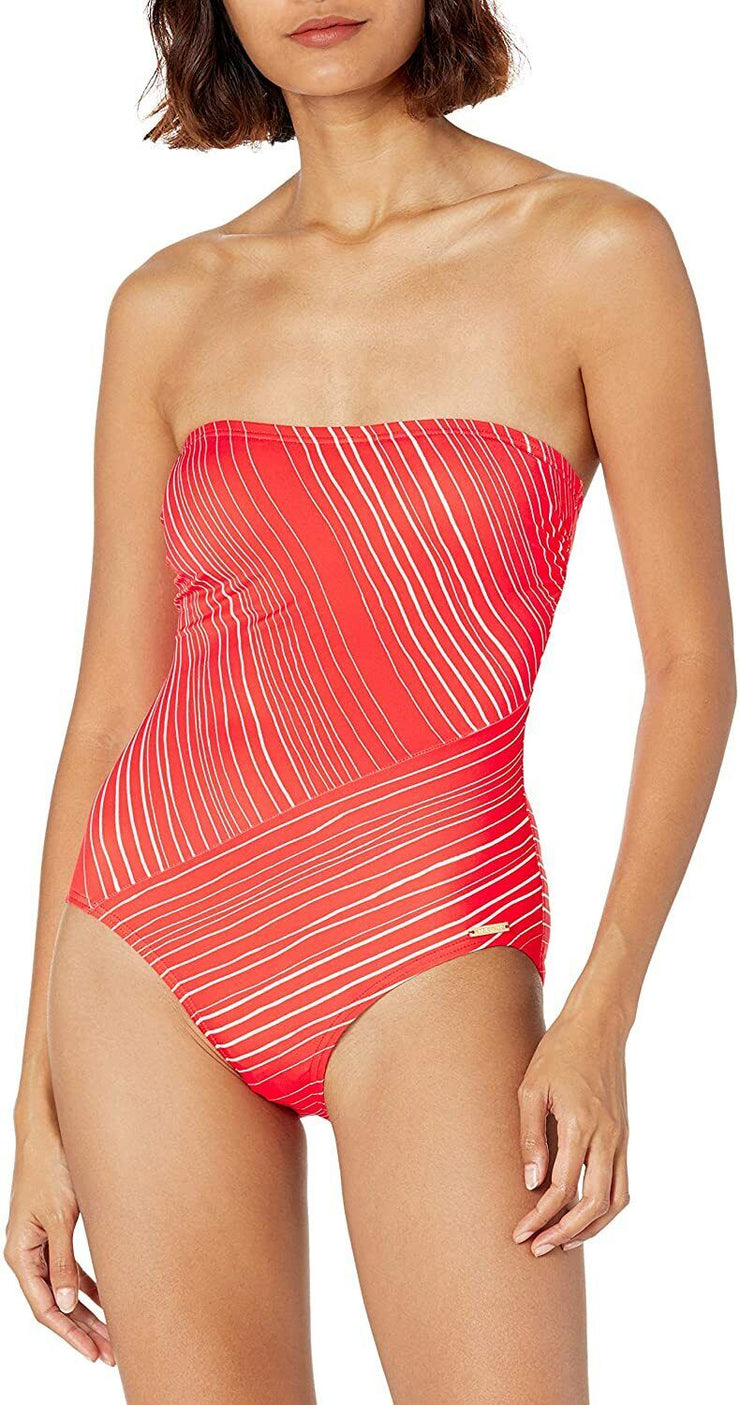 Vince Camuto Womens Red Bandeau One Piece Swimsuit