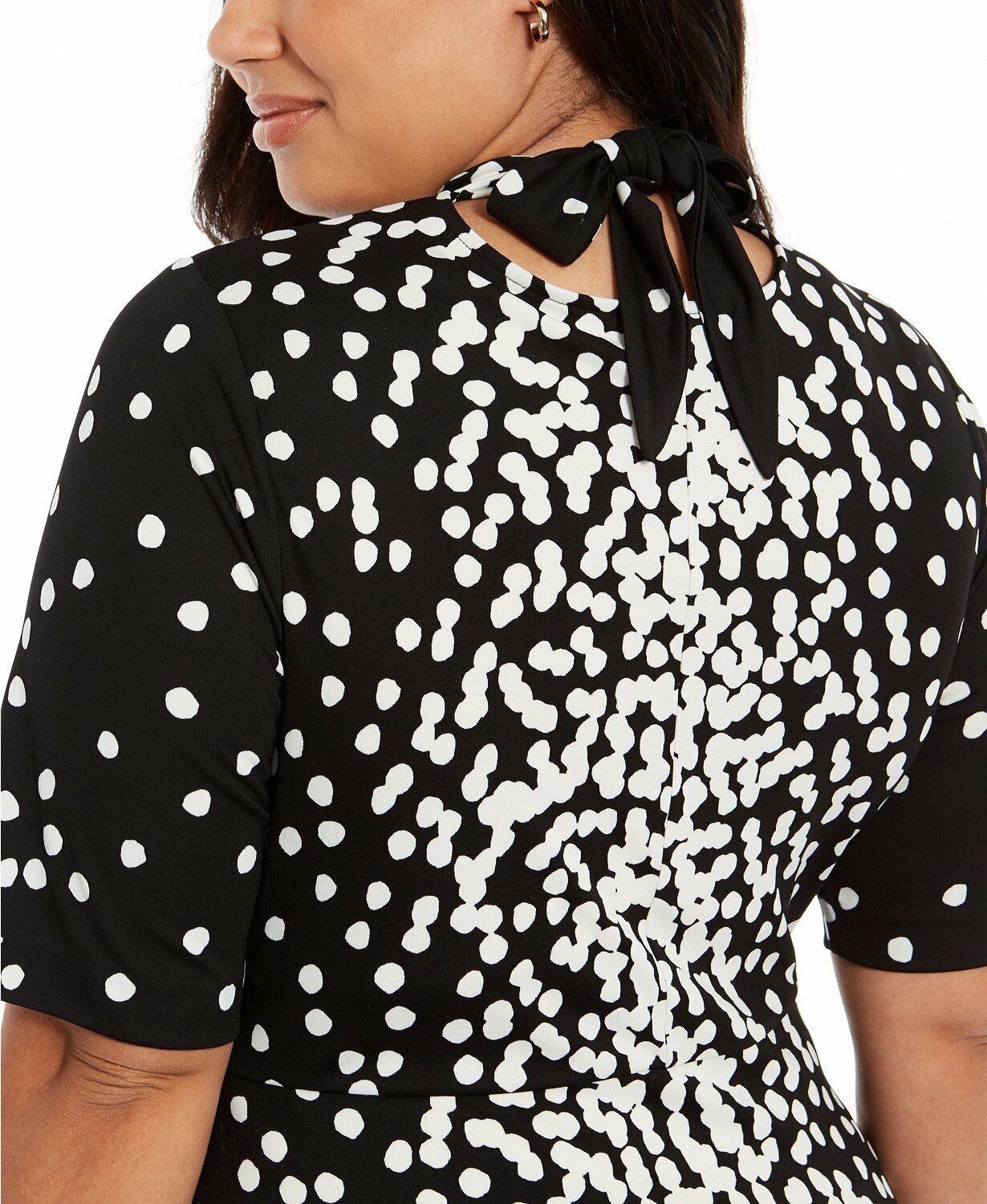 Alfani Dot-Print Tie-Neck Dress Black and White, Size Small – Vanessa Jane