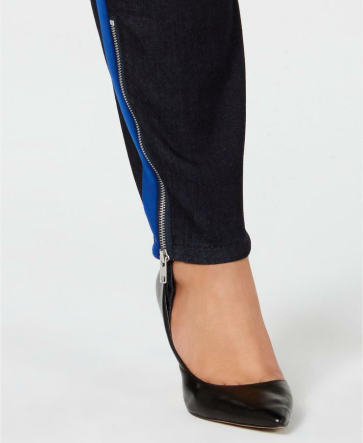 YSJ Womens Plus Size Blue Zip Ankle Stirrup Skinny Jeans