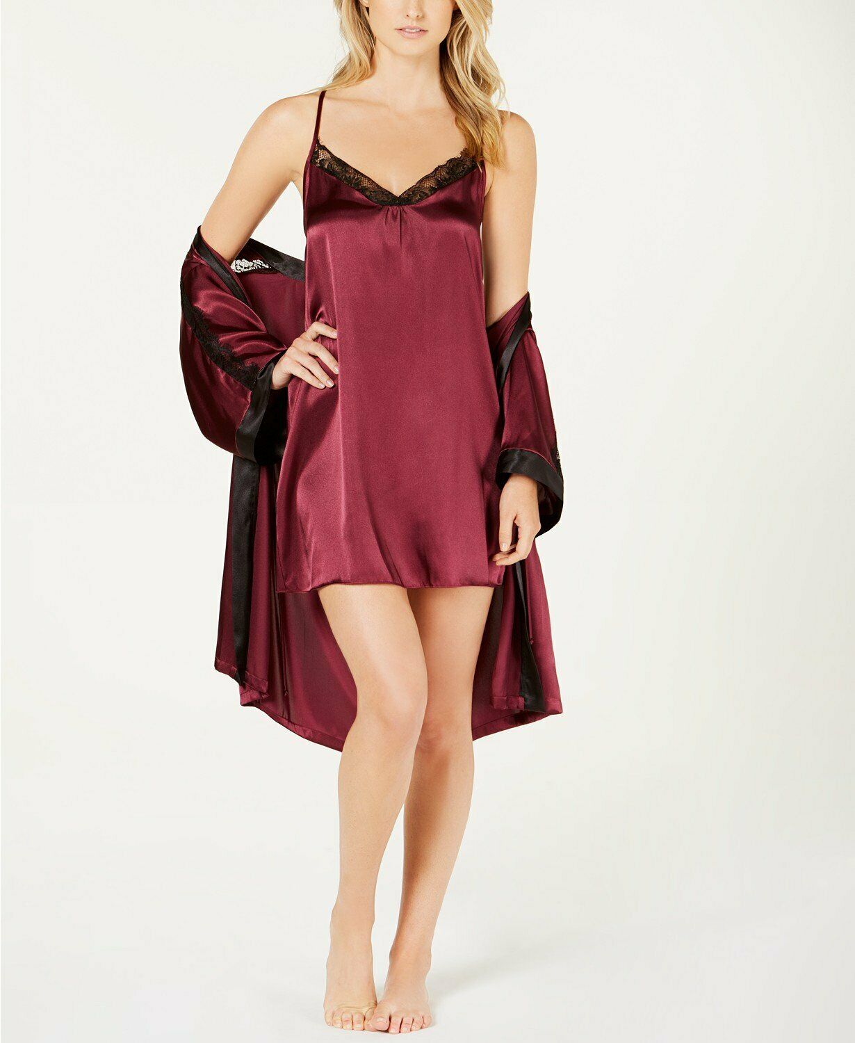 Linea Donatella Sets to Go Satin Chemise & Wrap Robe