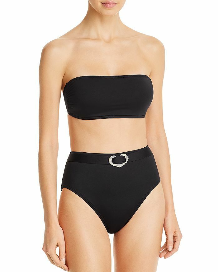 Kate Spade New York Black Belted High-Waist Bikini Swim Bottom, Us Small