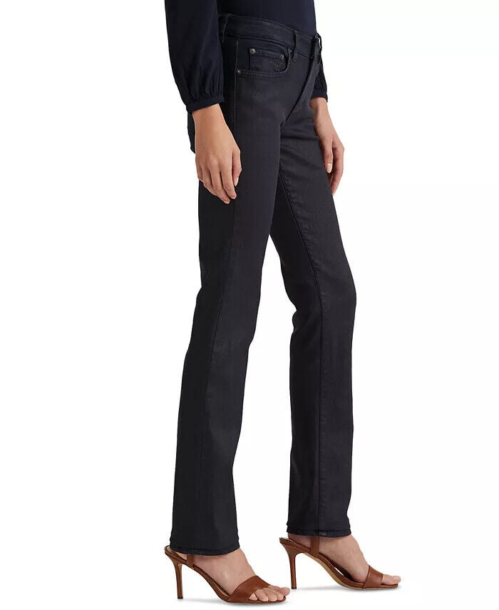 Lauren Ralph Lauren Mid-Rise Straight Jeans – Coated Navy Wash