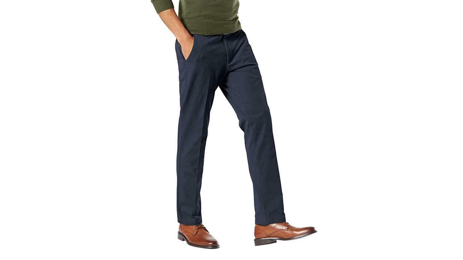 Dockers Slim Fit Workday Khaki Smart 360 Flex Pants, 36Wx32L/Navy