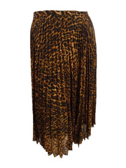 Ralph Lauren Animal Print Pleated Midi Skirt
