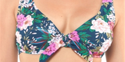 Jessica Simpson Womens Tie Front Underwire D Bra Swimsuit Blue Size Medium