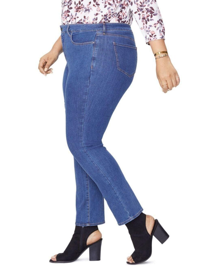 NYDJ Marilyn Straight Batik Blue Denim Jeans Womens Size 24W Stretch
