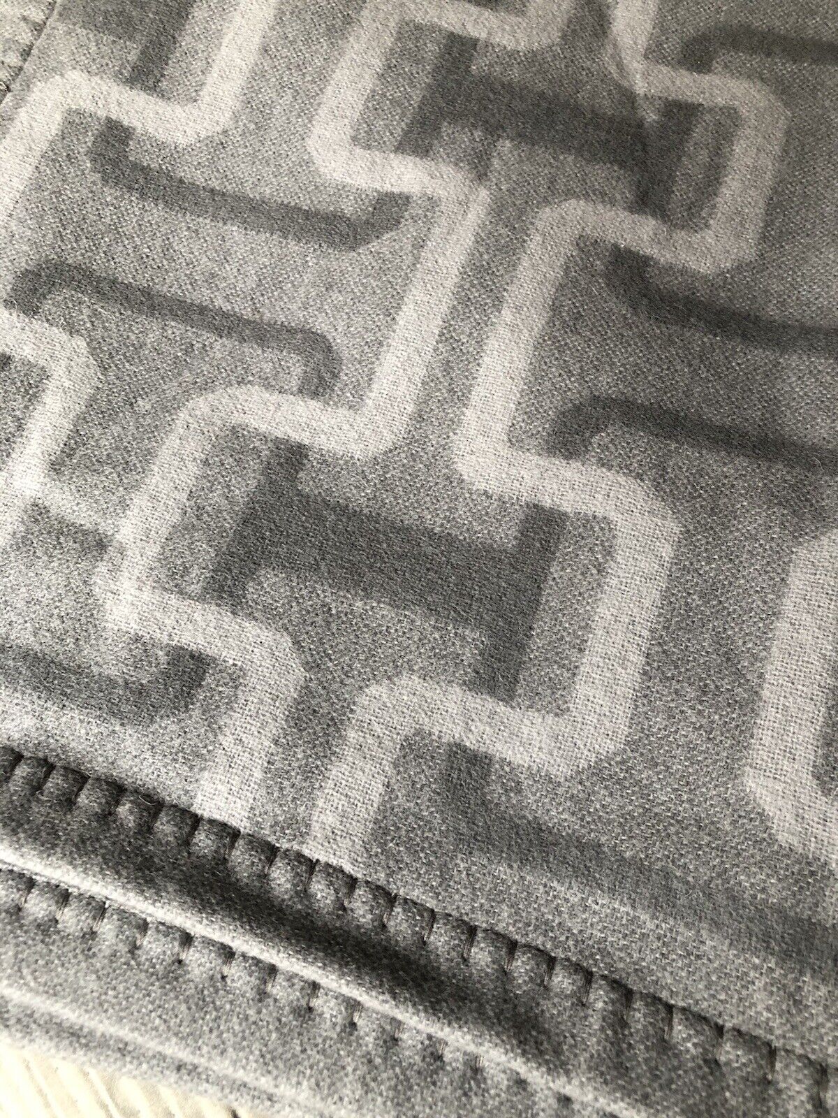 Hudson Park Collection Lambswool/Cashmere Interlocking Jacquard Throw