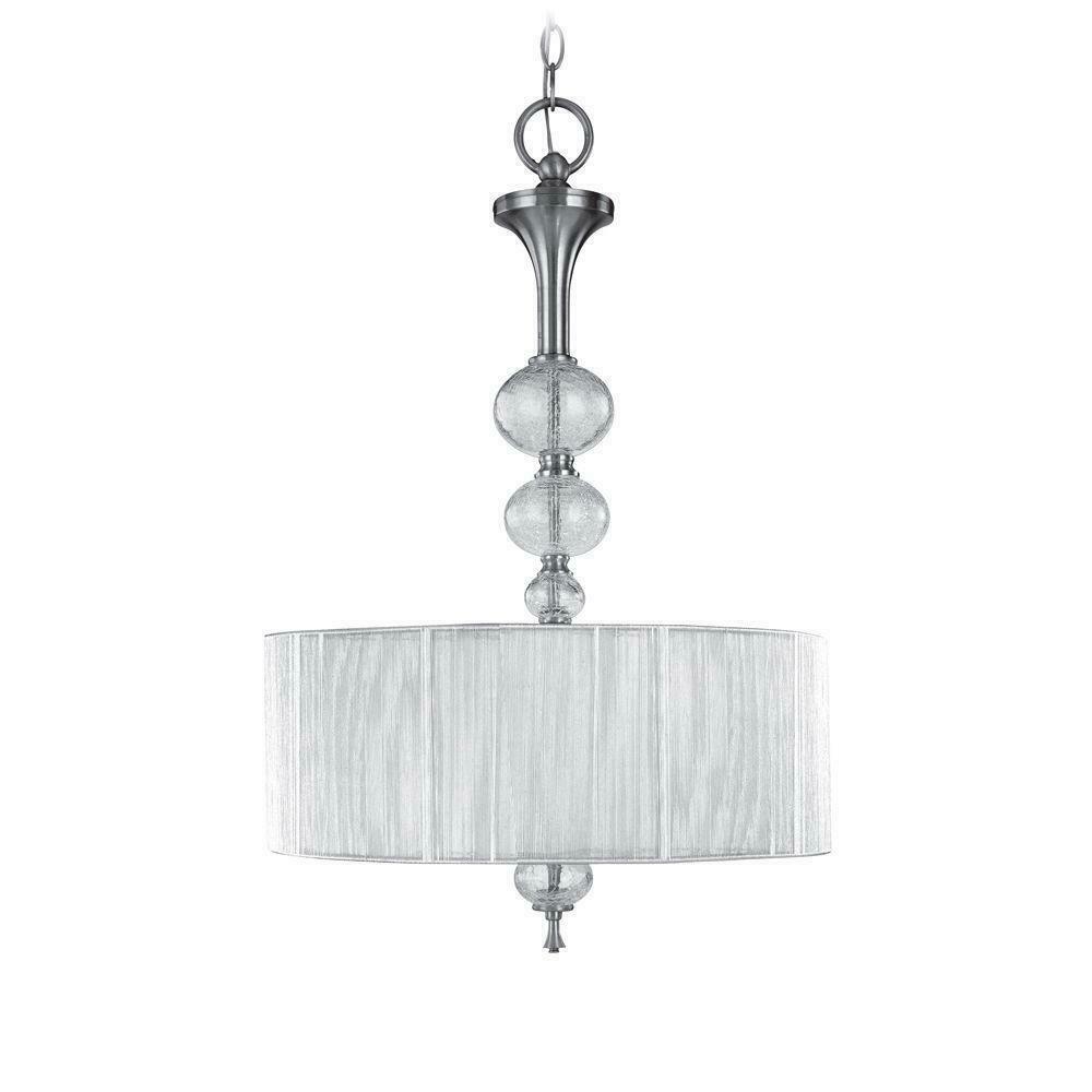 World Imports Bayonne Collection 3-Light Brushed Nickel Inverted Hanging Pendant