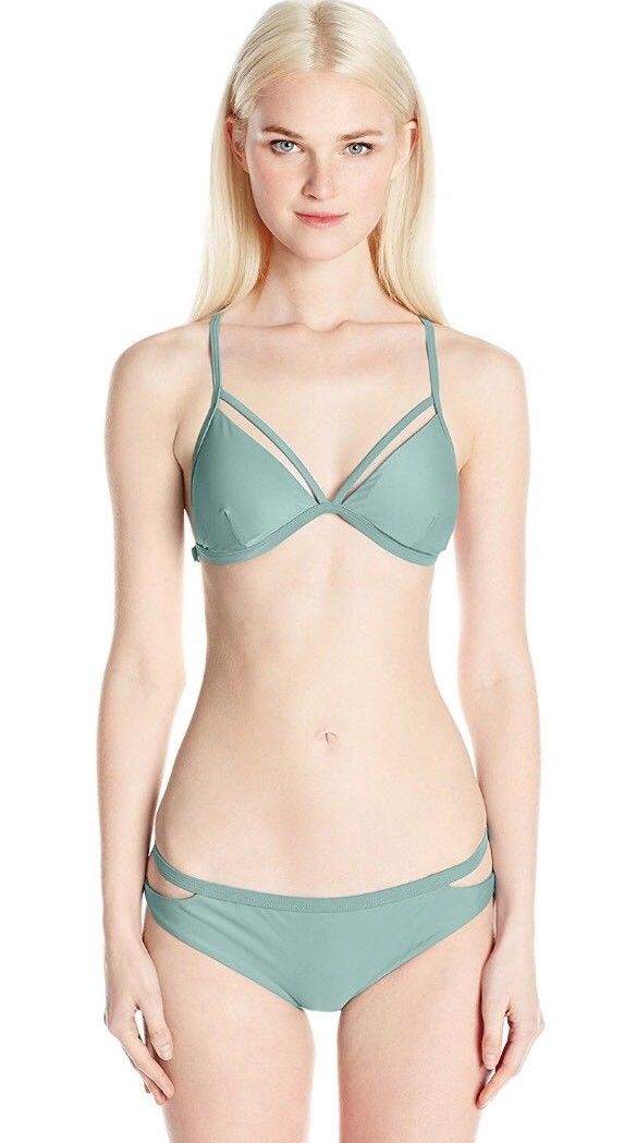 RVCA Women's Solid Triangle Bikini Top, Wasabi, Large