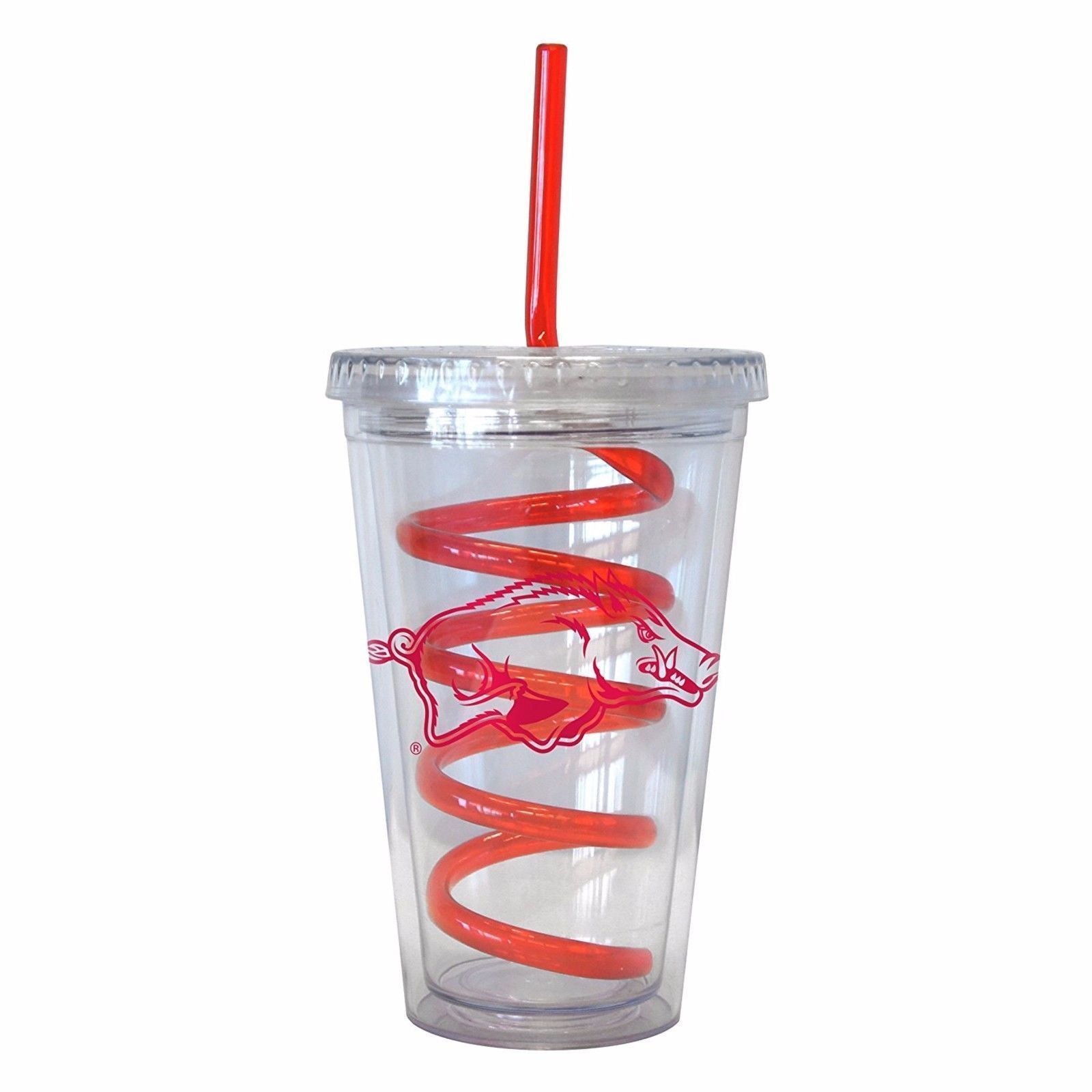 Arkansas Razorbacks NCAA Licensed 16oz Cup Sip-N-Go w/ Lid and Straw