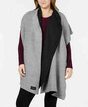 Calvin Klein Double-Faced Pleated Blanket Scarf Gray