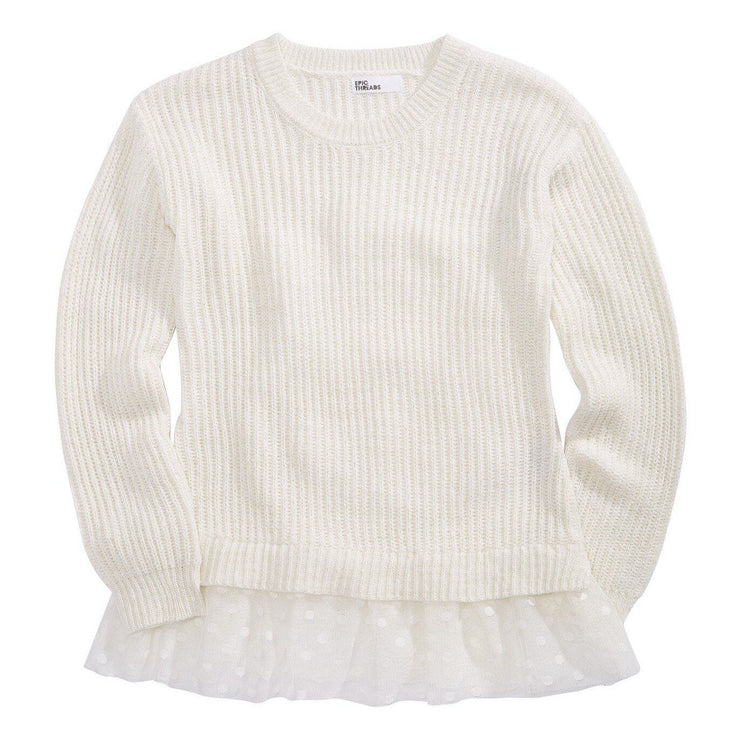 Epic Threads Big Girls Mesh-Trim Sweater, Size XL