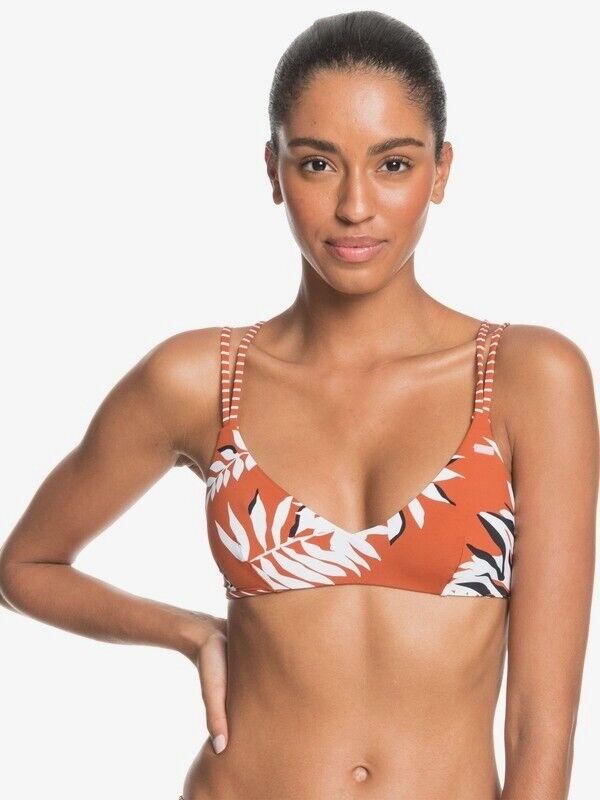 Roxy ORange Honey Athletic Triangle Bikini Swim Top, Size Small