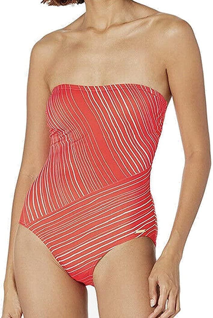 Vince Camuto Womens Red Bandeau One Piece Swimsuit