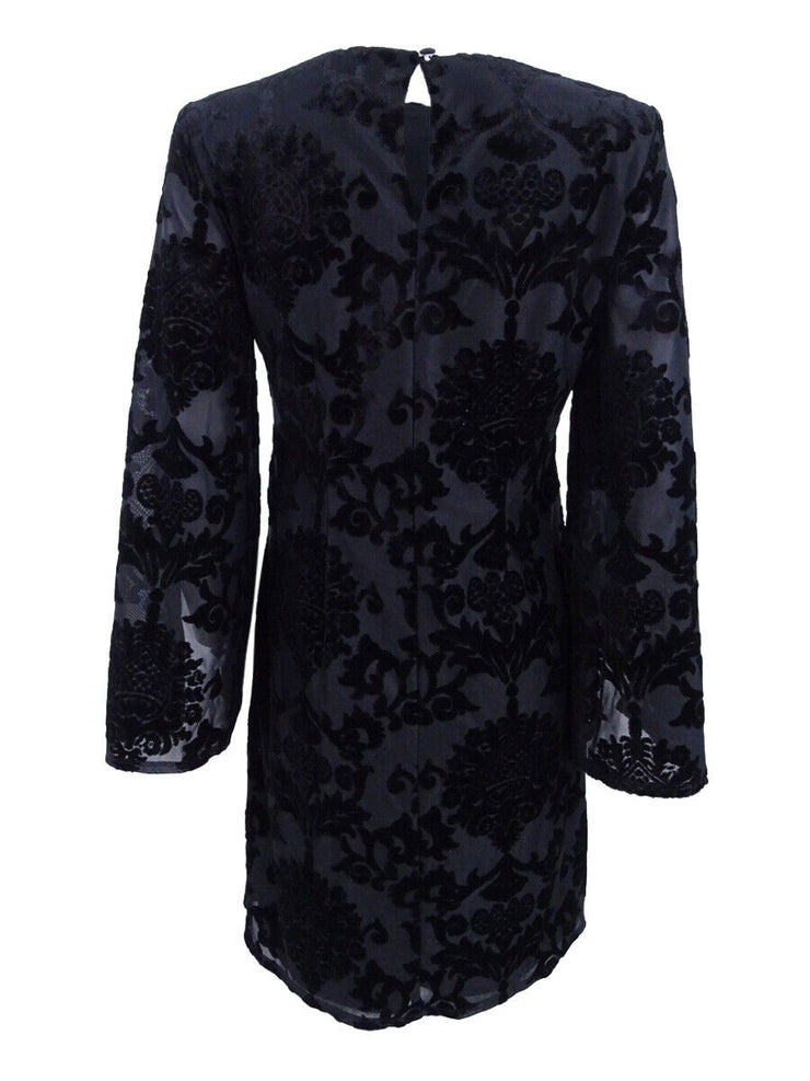 Jessica Howard Plus Size Bell-Sleeve Velvet Intarsia Dress