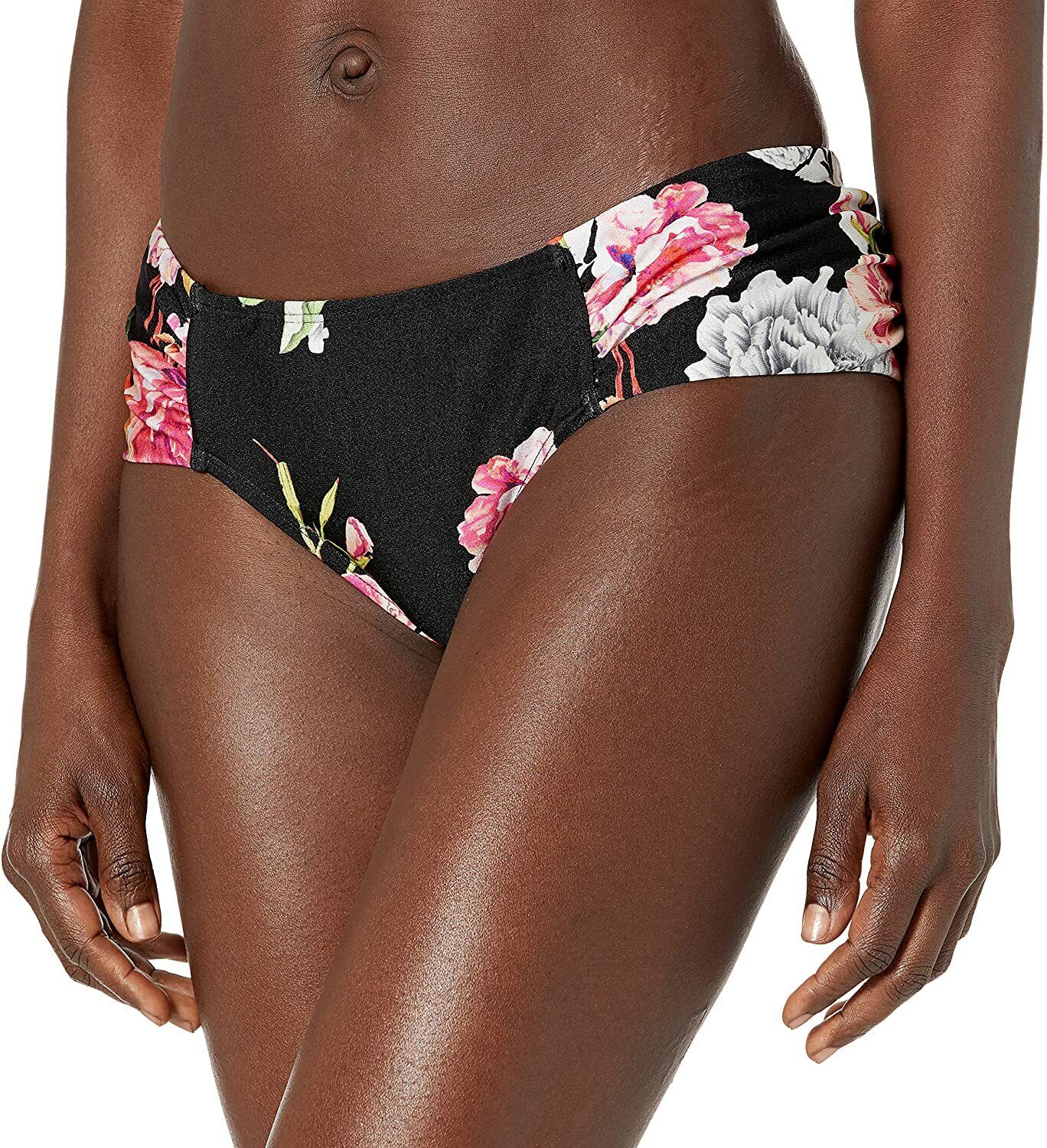 Rachel Roy Ombre Floral Printed Ruched-Side Bikini Bottoms, Size XL