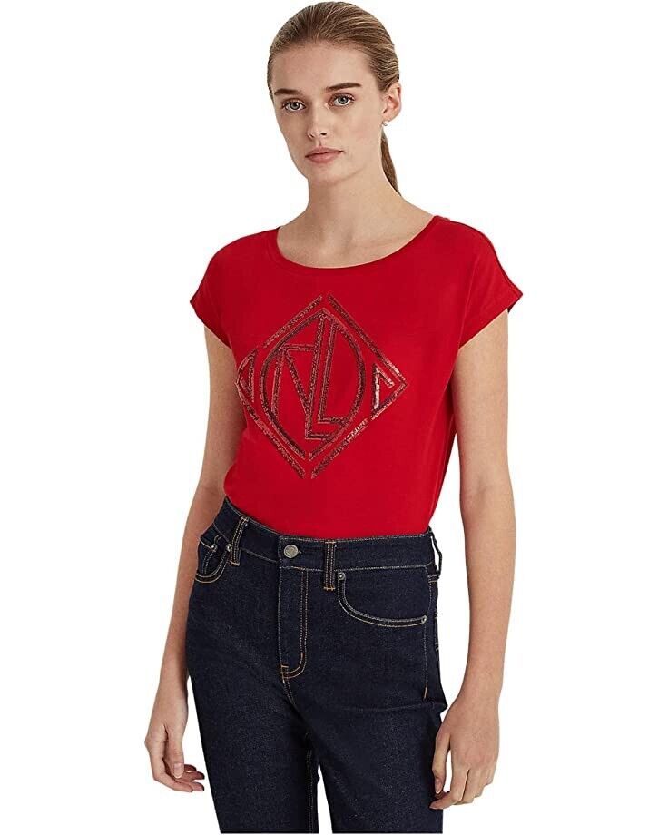 Lauren Ralph Lauren Sequined Art Deco Cotton-Blend Tee