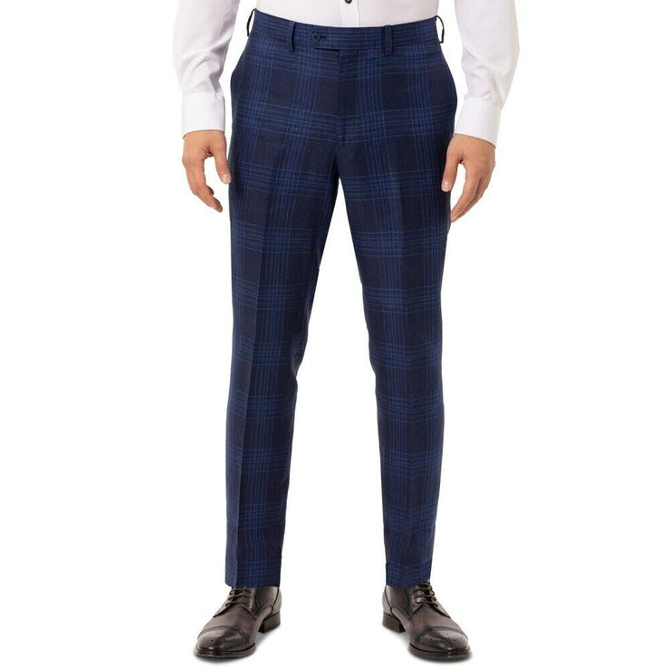 Tallia Mens Dress Pants Linen Plaid Slim-Fit Flat Front, Size 30X29