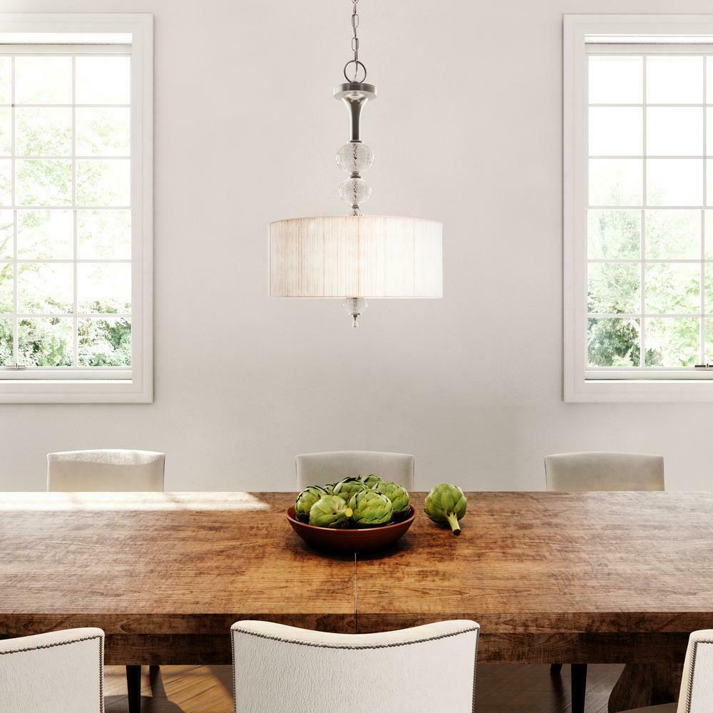 World Imports Bayonne Collection 3-Light Brushed Nickel Inverted Hanging Pendant