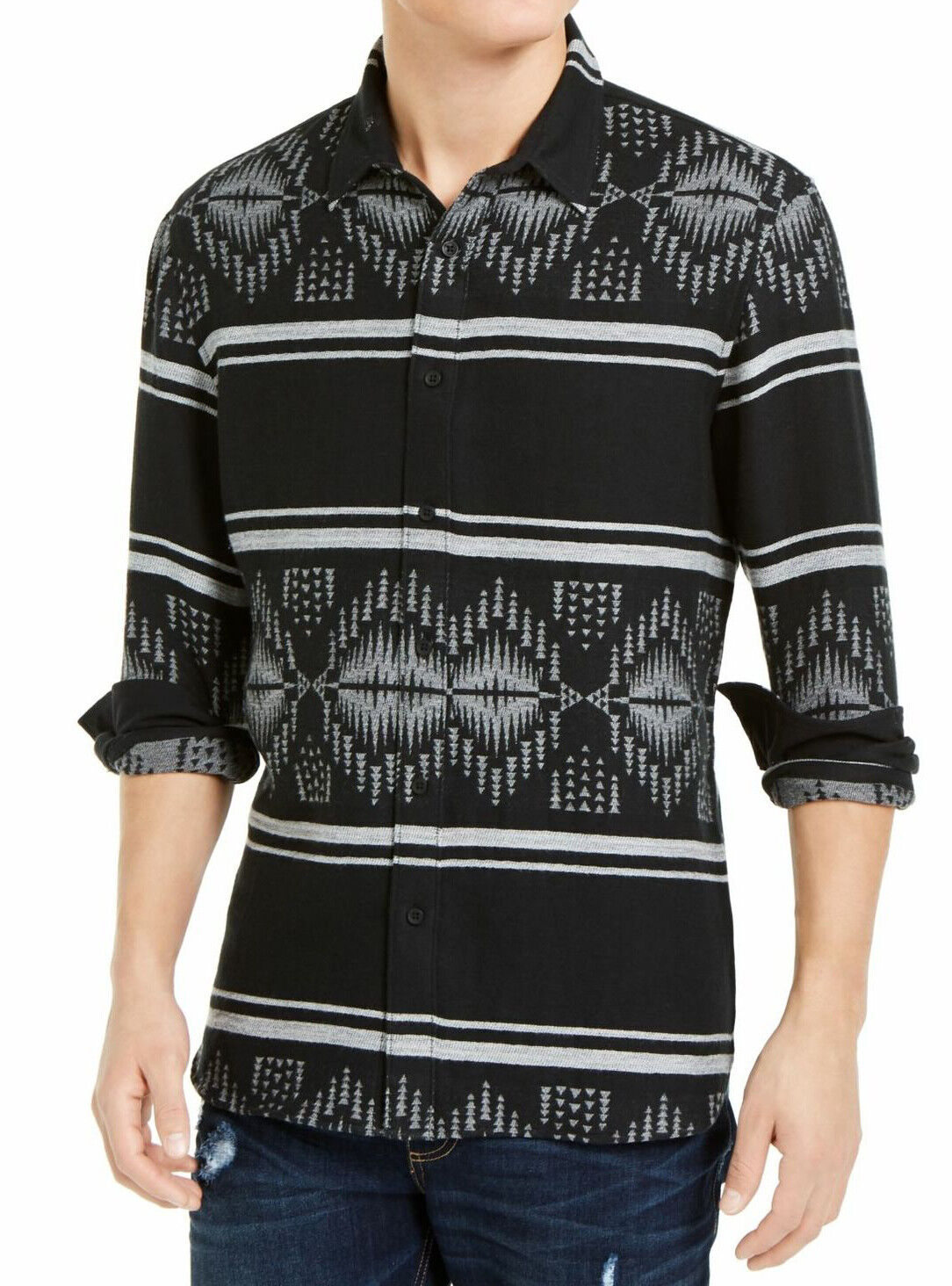 Sun + Stone Mens David Stripe Jacquard Shirt