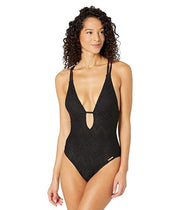 Vince Camuto Crochet Plunging V-Neck One-Piece Swimsuit