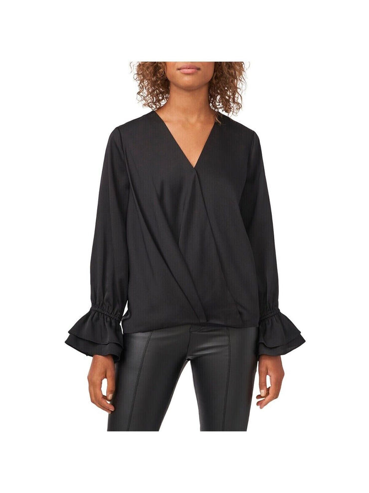 Vince Camuto Solid Surplice Ruffled-Cuff Top