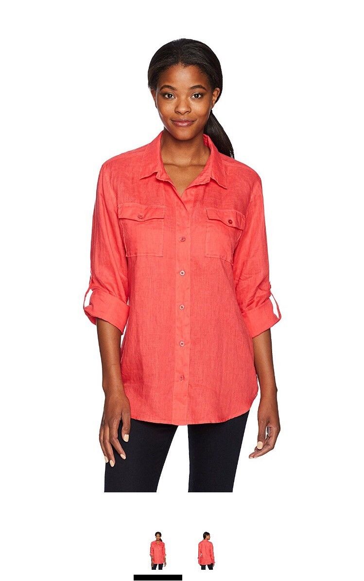 Margaritaville Womens Long Sleeve Easy Linen Shirt,Various Colors