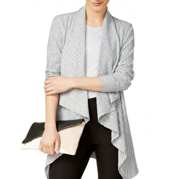 Alfani Womens Draped Cardigan Sweater, Gray, Size XS